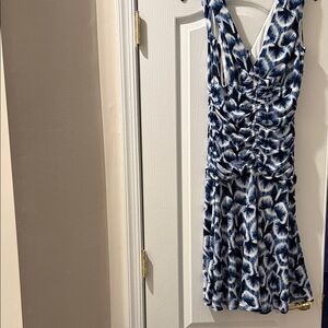White House Black Market Navy and White Patterned Mini Dress